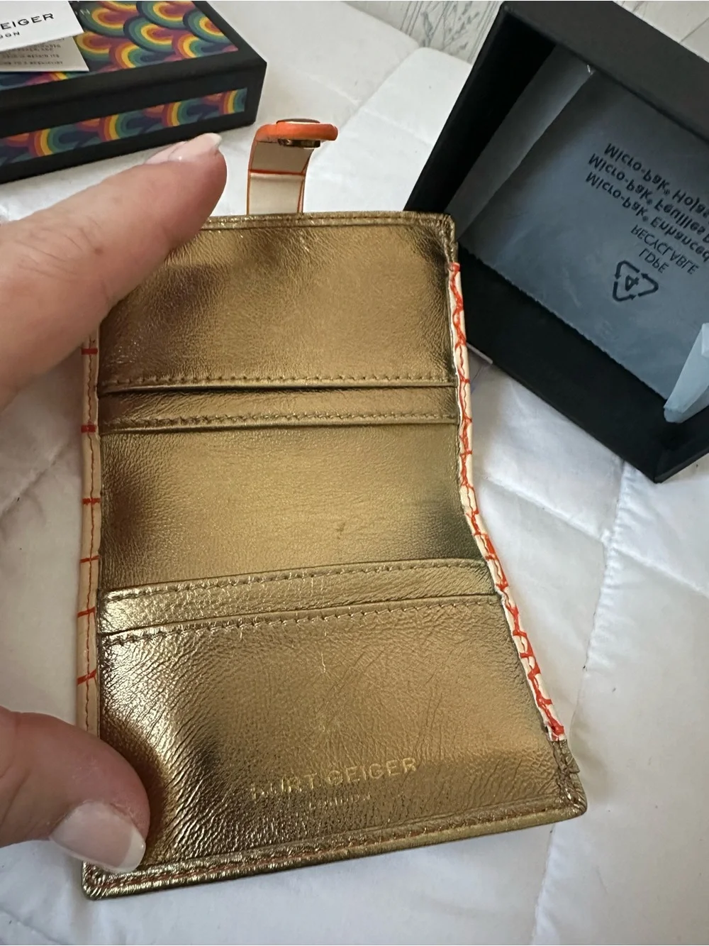 Kurt Geiger Orange Croc-Embossed Card Case